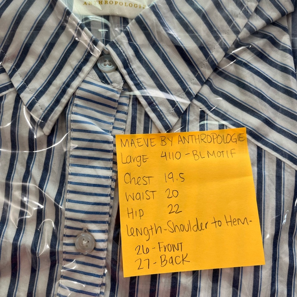 New Maeve by Anthropologie Stripped Cotton Cut Out Top Large - Picture 12 of 12